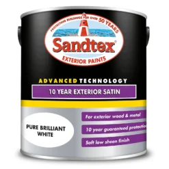 Sandtex® Exterior 10 Year Satin Paint Pure Brilliant White - 2.5L 16 Sandtex® Exterior 10 Year Satin Paint Pure Brilliant White - 2.5L -Sandtex Store 12811144 1564871261939568