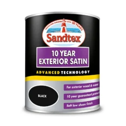 Sandtex® Exterior 10 Year Satin Paint Black - 750ml -Sandtex Store 12811207 1904871315439747