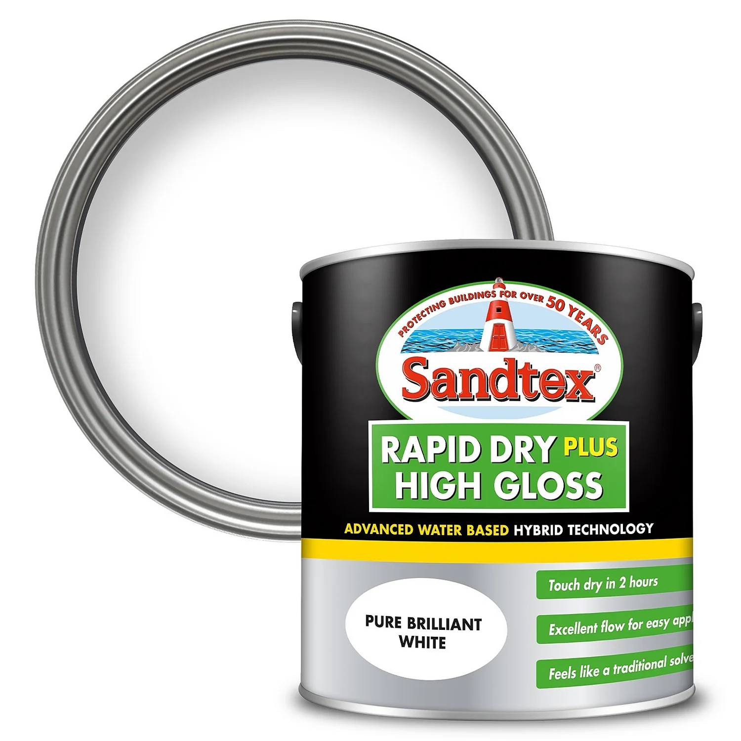 Sandtex® Rapid Dry Gloss Paint Pure Brilliant White - 2.5L 3 Sandtex® Rapid Dry Gloss Paint Pure Brilliant White - 2.5L