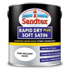 Sandtex® Rapid Dry Satin Paint Pure Brilliant White - 2.5L 16 Sandtex® Rapid Dry Satin Paint Pure Brilliant White - 2.5L -Sandtex Store 12813510 1604951367146761