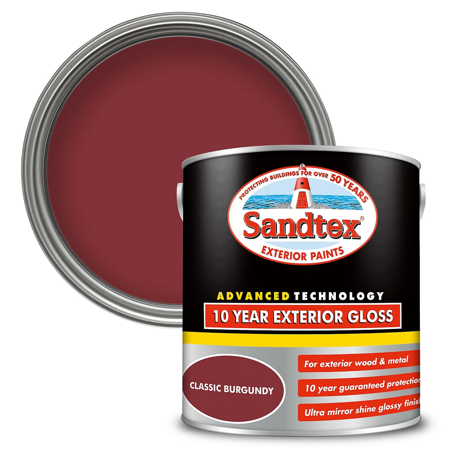 Sandtex® Exterior 10 Year Gloss Paint Classic Burgundy - 2.5L 3 Sandtex® Exterior 10 Year Gloss Paint Classic Burgundy - 2.5L
