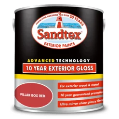 Sandtex® Exterior 10 Year Gloss Paint Pillar Box Red - 2.5L -Sandtex Store 12813524 1794871813083902