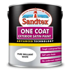 Sandtex® Exterior One Coat Satin Paint Pure Brilliant White - 2.5L -Sandtex Store 12813676 9194871813553870