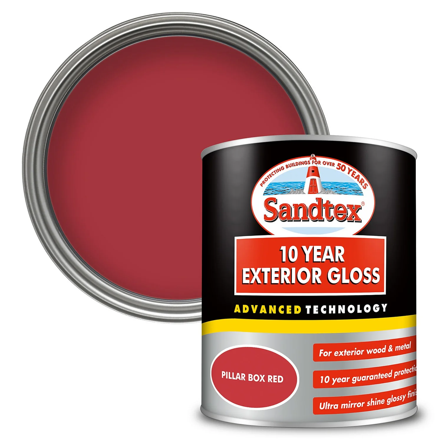 Sandtex® Exterior 10 Year Gloss Paint Pillar Box Red - 750ml 3 Sandtex® Exterior 10 Year Gloss Paint Pillar Box Red - 750ml