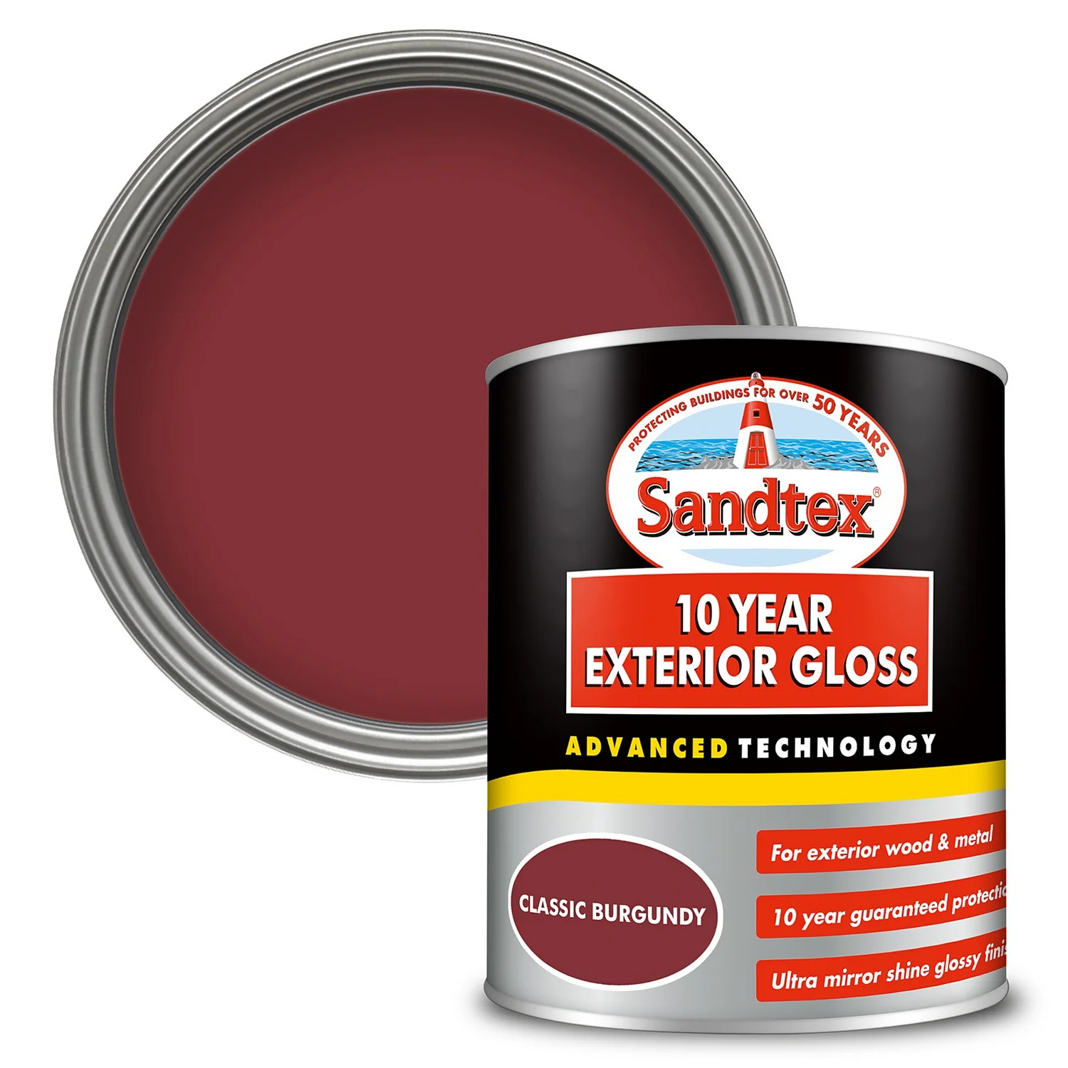 Sandtex® Exterior 10 Year Gloss Paint Classic Burgundy - 750ml 3 Sandtex® Exterior 10 Year Gloss Paint Classic Burgundy - 750ml