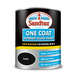Sandtex® Exterior One Coat Gloss Paint Black - 750ml -Sandtex Store 12842087 6884917405308841