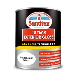 Sandtex® Exterior 10 Year Gloss Paint Pure Brilliant White - 750ml -Sandtex Store 12842308 1984872087346110