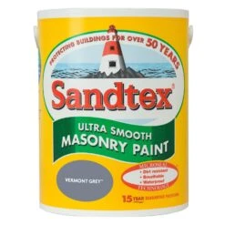 Sandtex Smooth Masonry Paint, 5L, Vermont Grey