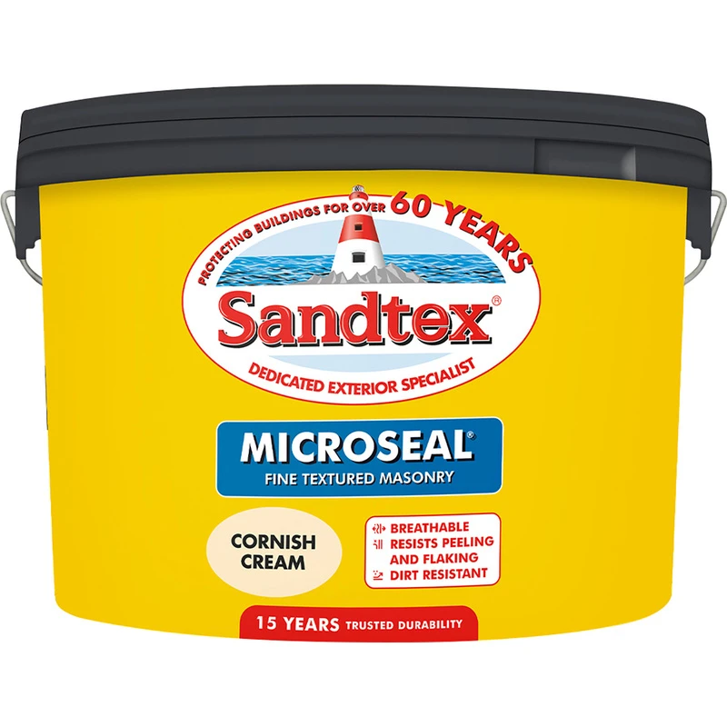 Sandtex Fine Textured Masonry Paint 10L Cornish Cream 3 Sandtex Fine Textured Masonry Paint 10L Cornish Cream