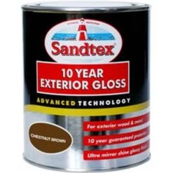 Sandtex 10 Year Exterior Gloss Metal Paint, Wood Paint Brown 0.75L