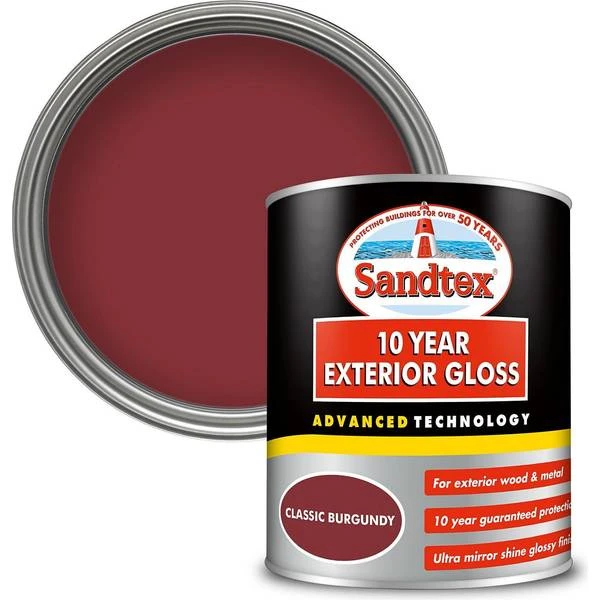 Sandtex 10 Year Exterior Gloss Paint Classic Metal Paint Red 0.75L 3 Sandtex 10 Year Exterior Gloss Paint Classic Metal Paint Red 0.75L