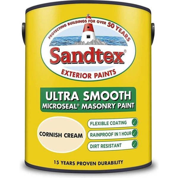Sandtex 5L Smooth Masonry Paint Cornish Cream 3 Sandtex 5L Smooth Masonry Paint Cornish Cream