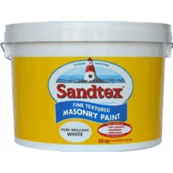 Sandtex Fine Textured Masonry Concrete Paint Pure Brilliant White 10L