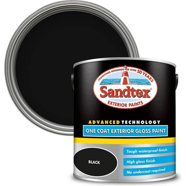 Sandtex One Coat Exterior Gloss Paint Black 3 Sandtex One Coat Exterior Gloss Paint Black