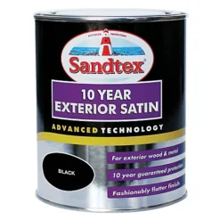 Sandtex Black Satinwood Exterior Metal & Wood Paint, 750ml