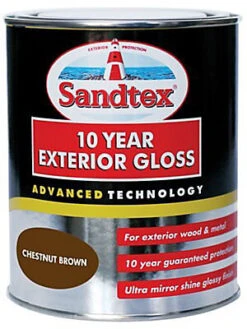 Sandtex Brown Gloss Exterior Metal & Wood Paint, 750ml