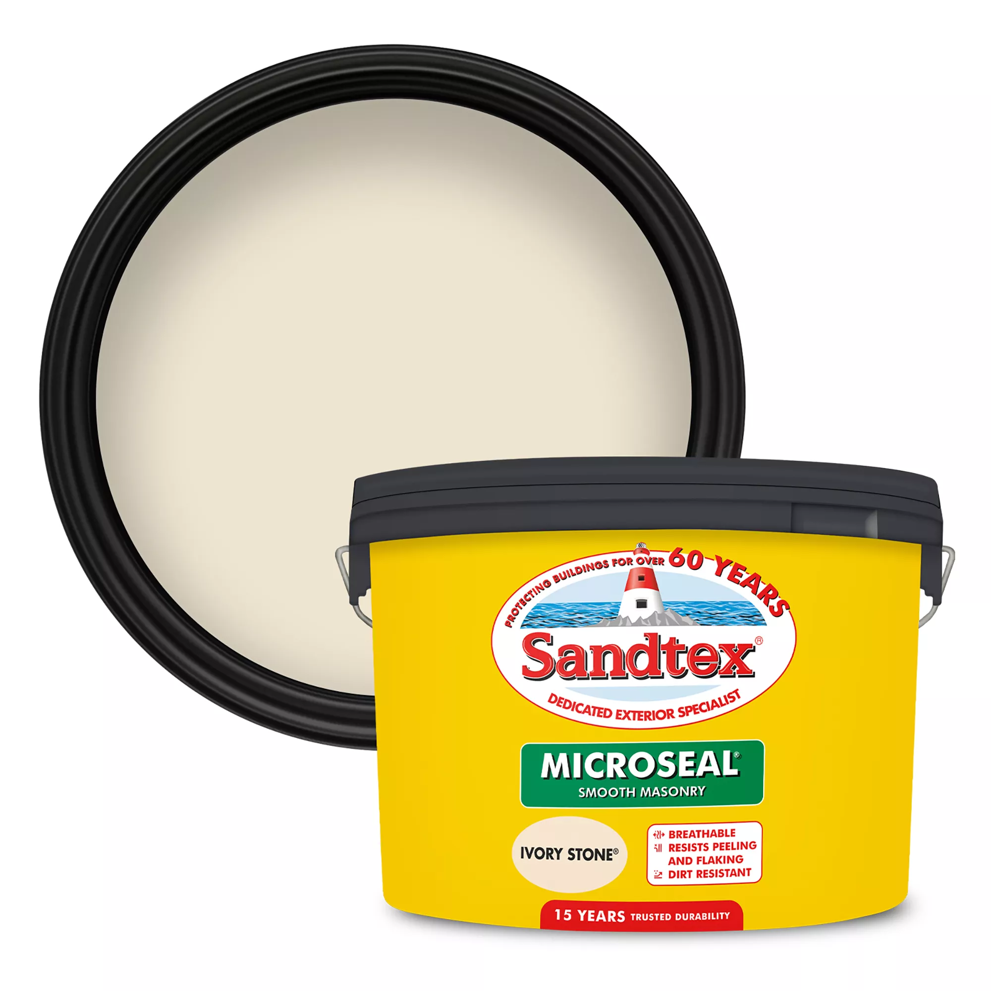 Sandtex Ultra Smooth Ivory Stone Masonry Paint, 10L