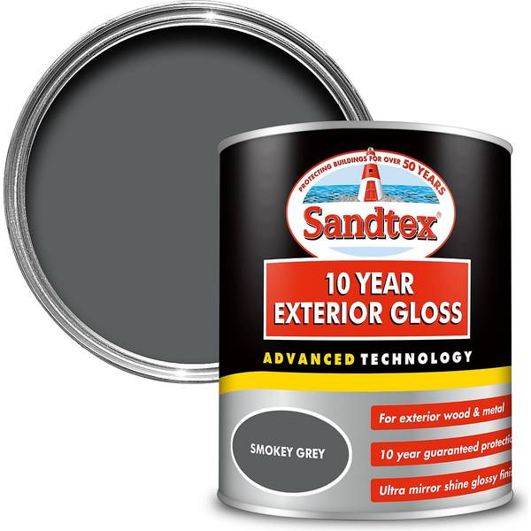 Sandtex Store -Sandtex Store Sandtex 10 Year Exterior Gloss Metal Paint Wood Paint Smokey Grey 0.75L